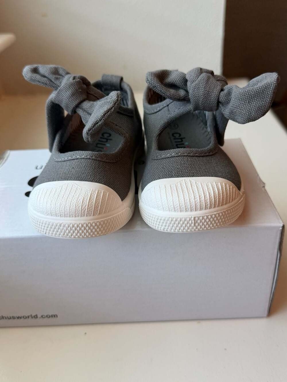 Chus Athena Grey Canvas Bow Mary Jane Sneakers Kids Size 7 EU 23 CH02 - Picture 3 of 5